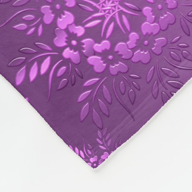 Couverture Polaire Conception de violet floral rétro (Coin)
