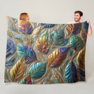 Couverture Polaire Conception Feuille Iridescente Quilée