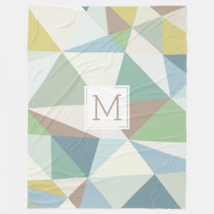 Couverture Polaire Conception géométrique de Pastel Moderne Monogramm