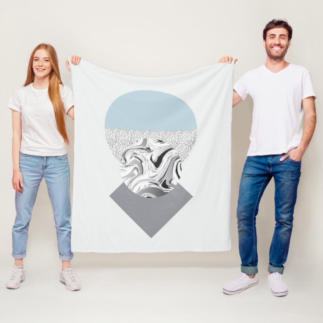 Couverture Polaire Conception minimaliste de vague et de points (En situation)