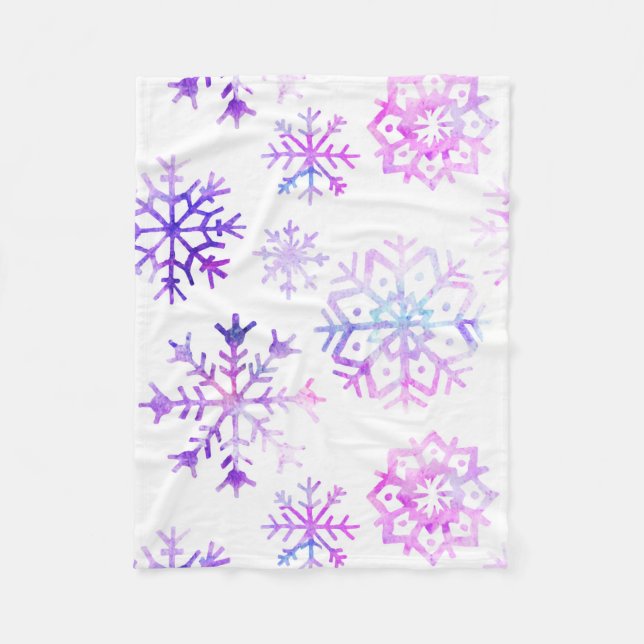 Couverture Polaire Conception pourpre de Noël de flocon de neige (Devant)
