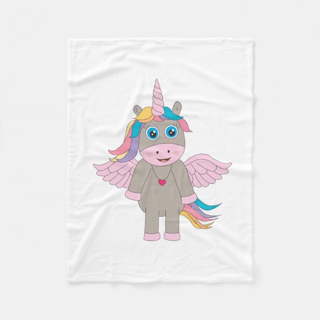 Couverture Polaire Conception Unicorne Arc-en-ciel mignon (Devant)