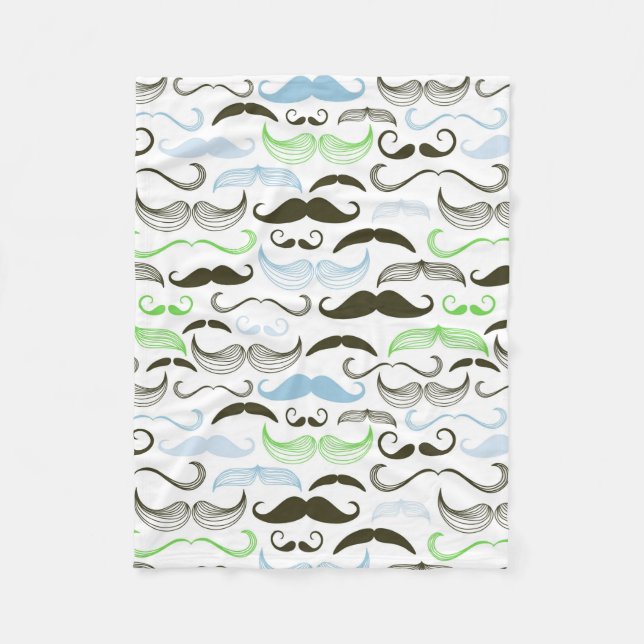 Couverture Polaire Conception verte, bleue et noire de moustache (Devant)