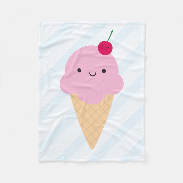 Couverture Polaire Cone de crème glacée Kawaii (Devant)