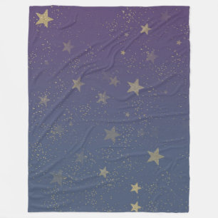 Couverture Polaire Confetti violet Gold Stars
