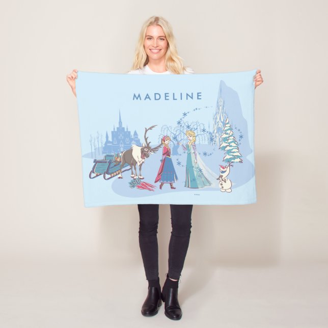 Couverture Polaire Congelé personnalisé | Sven, Anna, Elsa & Olaf (En situation)