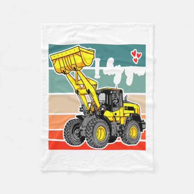 Couverture Polaire Construction Vehicles Valentines Hearts Excavator  (Devant)