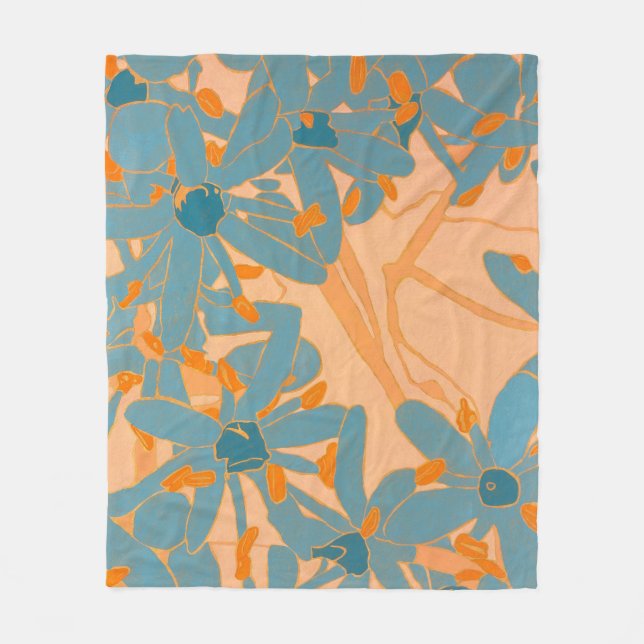 Couverture Polaire Contemporary Leaf Design in Peach  (Devant)