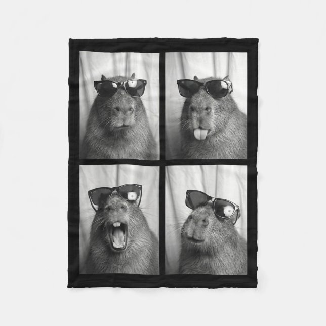 Couverture Polaire Cool Capybara With Sungles Photobooth Funny Rodent (Devant)