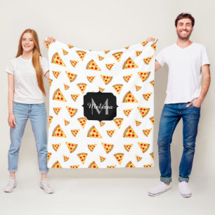 Couverture Polaire Cool et fun pizza tranches motif Monogram blanc