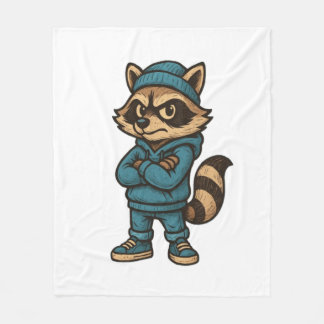 Couverture Polaire Cool Gangster Raccoon - Vêtements de rue urbains A