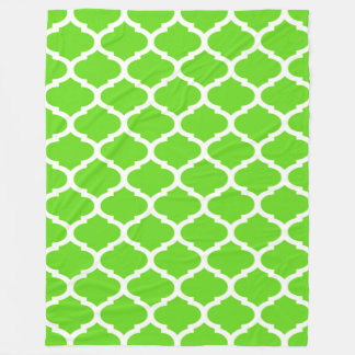 Couverture Polaire Cool Lime Green Motif Quatrefoil marocain