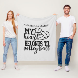 Couverture Polaire cool love volleyball coeur ajouter nom