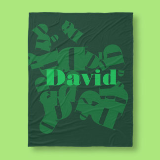 Couverture Polaire Cool moderne monogramme et nom en vert