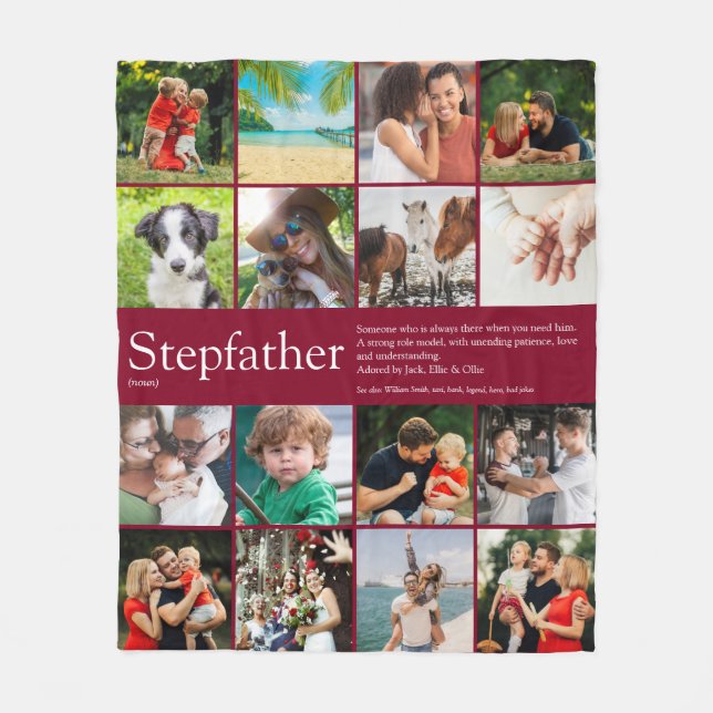 Couverture Polaire Cool moderne Stepfather Stepdad 16 Photo Collage (Devant)