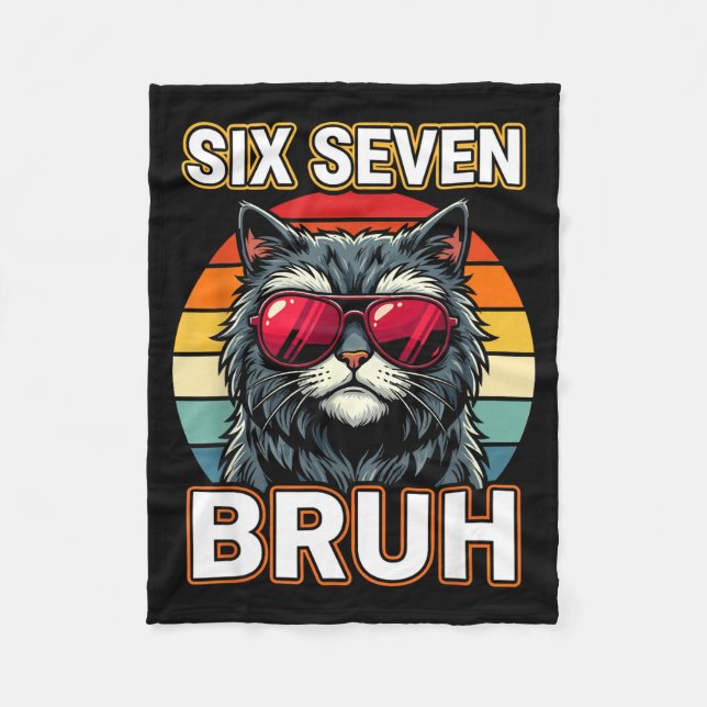 Couverture Polaire Cool Retro Six Seven Bruh Cat Sungles Meme 67  (Devant)