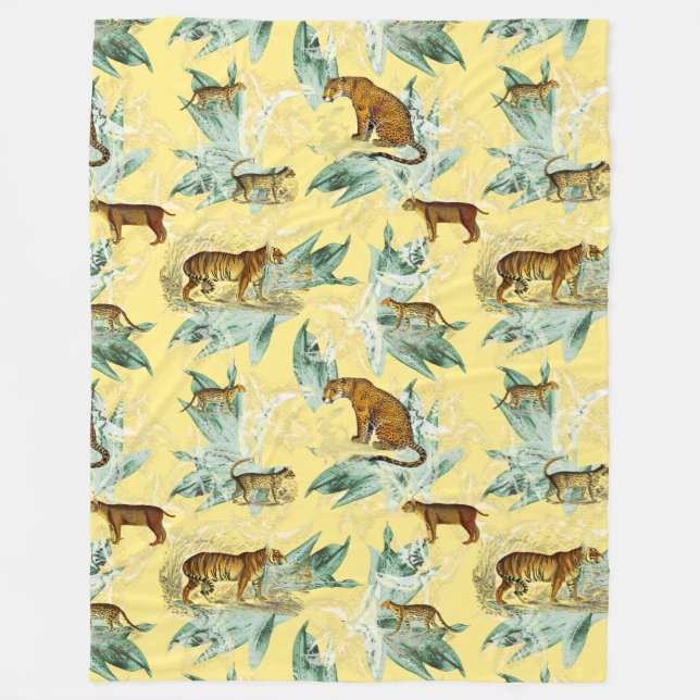 Couverture Polaire Cool Tropical Safari Wild Cats Tiger Jaune (Devant)