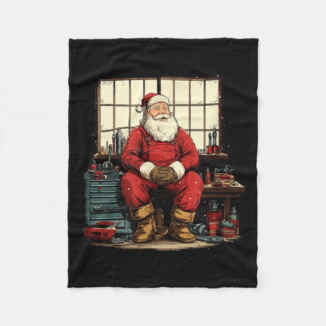 Couverture Polaire Cool Workshop Santa Claus With Wrenches Tool Costu (Devant)