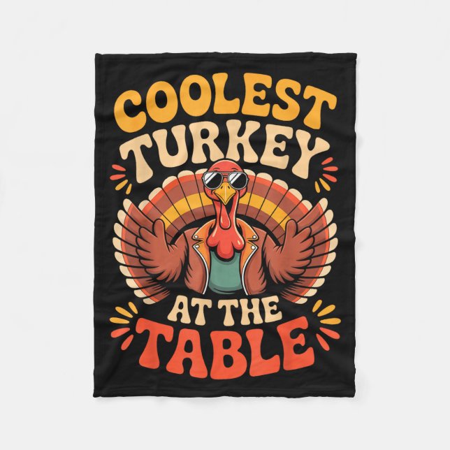Couverture Polaire Coolest Turkey At The Table Funny Thanksgiving Out (Devant)