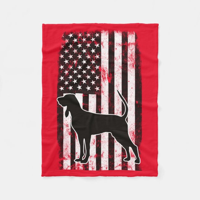 Couverture Polaire Coonhound et drapeau américain (Devant)