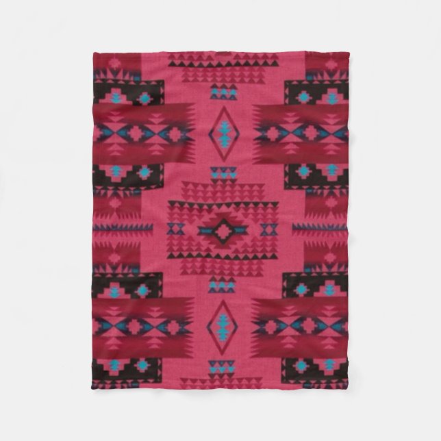 Couverture Polaire Copie aztèque de diamant ROSE (Devant)