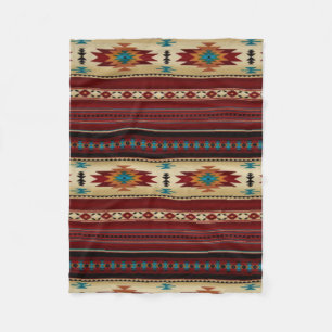 Couverture Polaire Copie aztèque de RED/TAN
