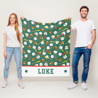 Couverture Polaire Copie blanche de base-ball de vert de gazon
