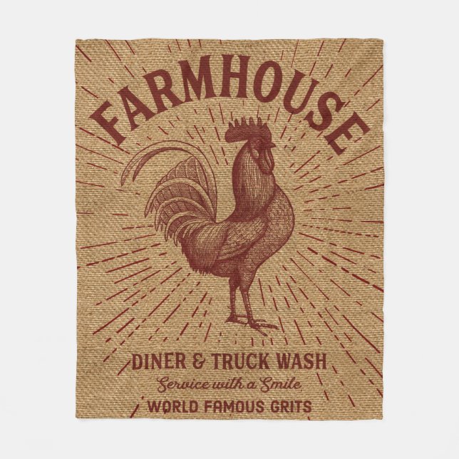 Couverture Polaire Copie de toile de jute de ferme avec le coq (Devant)