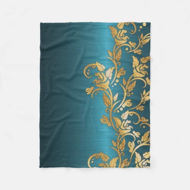 Couverture Polaire Copie florale de photo de parties scintillantes (Devant)