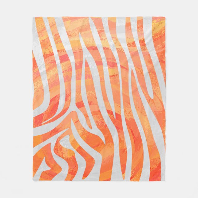 Couverture Polaire Copie orange et blanche de zèbre (Devant)