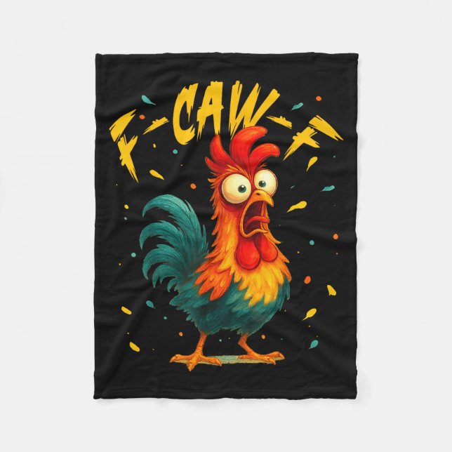 Couverture Polaire Coq drôle de poulet F Caw F Coq Chuchoteur de poul (Devant)