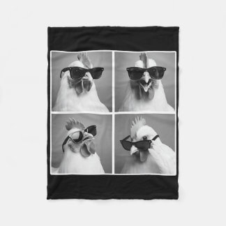 Couverture Polaire Coq en photomaton Coq avec lunettes de soleil