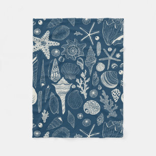Couverture Polaire Coques de mer sur bleu foncé