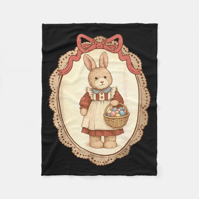 Couverture Polaire Coquette Bow Funny Bunny Eggs Rabbit Happy Easter  (Devant)