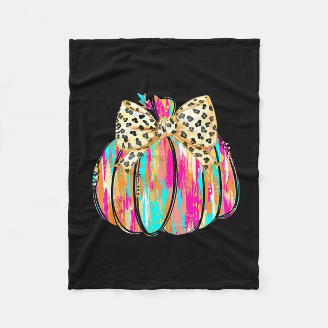 Couverture Polaire Coquette Bow Pumpkin Season Autumn Fall Leaves Tha (Devant)