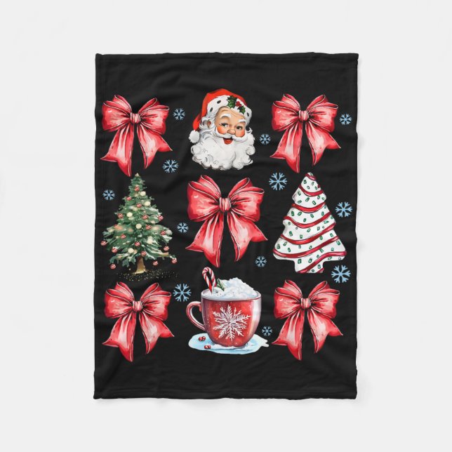 Couverture Polaire Coquette Bow Santa Christmas Tree Cake Candy Cane  (Devant)