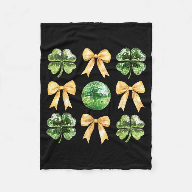 Couverture Polaire Coquette Bow Shamrock Disco Ball Patricks Day Iris (Devant)
