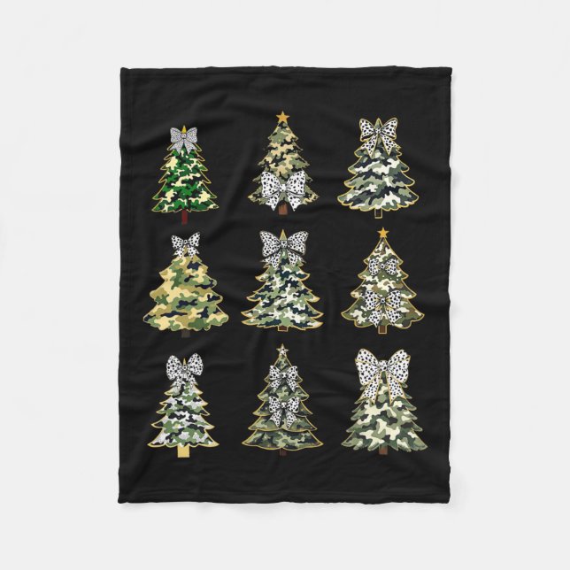 Couverture Polaire Coquette Camo Arbre de Noël Camouflage Chasse (Devant)