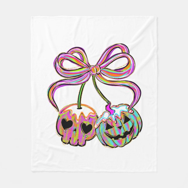 Couverture Polaire Coquette Citrouille cerises Halloween (Devant)