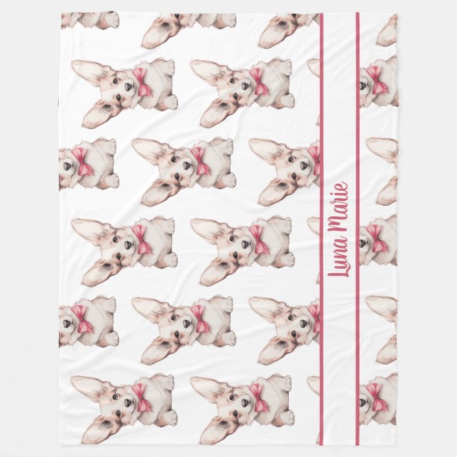Couverture Polaire Coquette Corgi Nom costumizable (Devant)