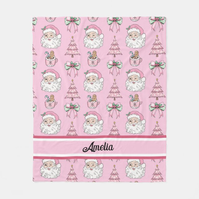 Couverture Polaire Coquette de Noël personnalisée Bow Père Noël Blank (Devant)