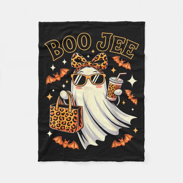 Couverture Polaire Coquette Leopard Ghost Coffee Boo Jee Halloween Bo (Devant)