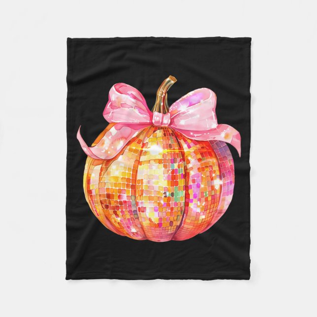 Couverture Polaire Coquette Pumpkin Bow Disco Ball Cute Girly Hallowe (Devant)