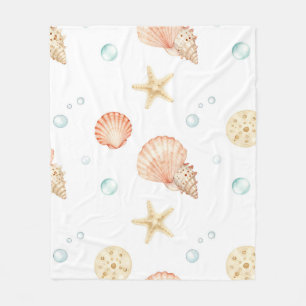 Couverture Polaire Coquilles d'eau douce Perles Motif côtier