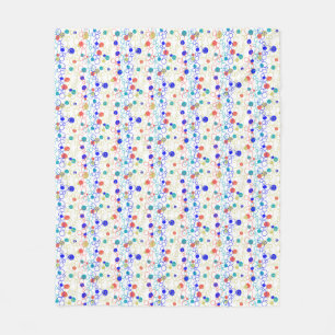 Couverture Polaire Corail bleu Aqua Lime Cercles verts Points