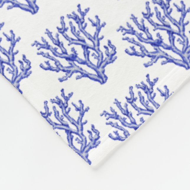 Couverture Polaire Corail bleu et blanc (Coin)