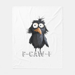 Couverture Polaire Corbeau, F-Caw-F Oiseau Drôle F-Caw-F Vache Humour