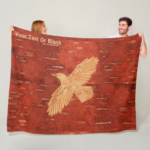 Couverture Polaire Corbeau rustique sur écorce de Birch Intérieur