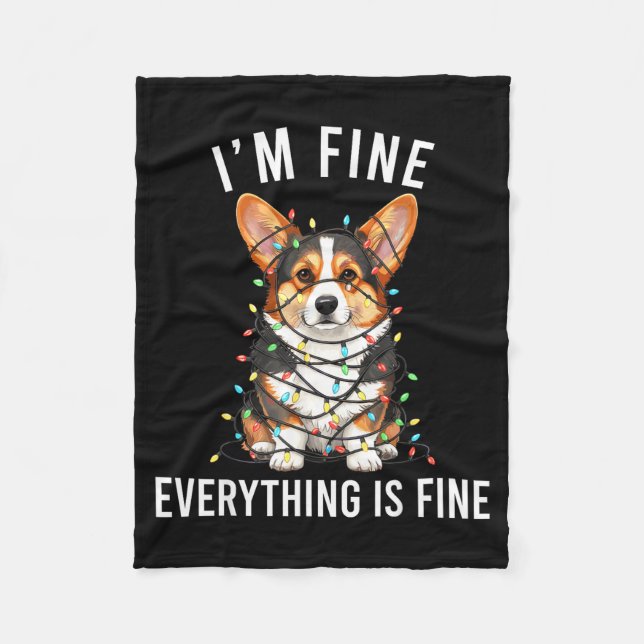 Couverture Polaire Corgi Christmas I'm Fine Everything Is Fine  (Devant)