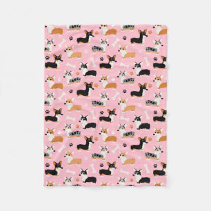 Couverture Polaire Corgi Motif rose